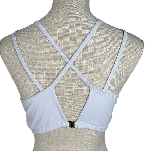 Dona Jo UVB White Strappy Criss Cross Back Sports Bra - Picture 6 of 10